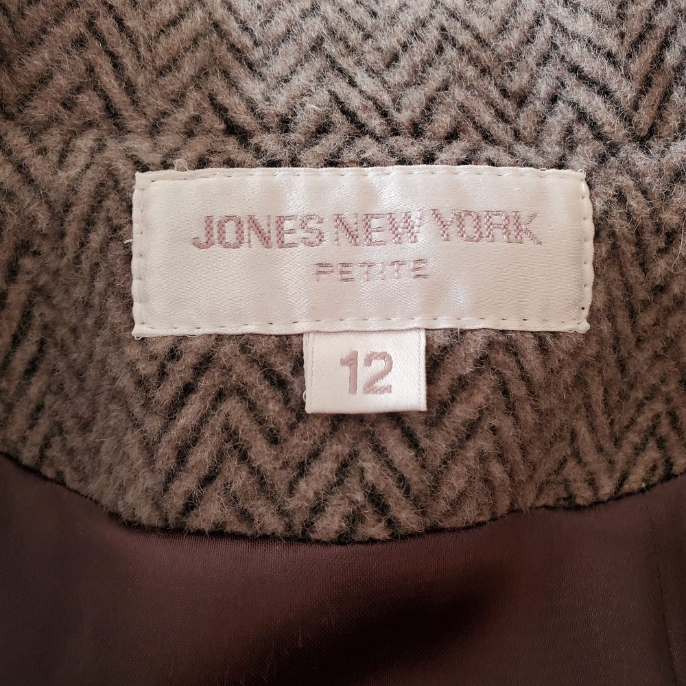 Gorgeous Women's Brown Herringbone Double-Breasted Winter Coat Alpaca Wool - Picture 9 of 15